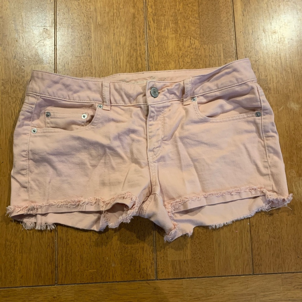 American Eagle pink denim shorts